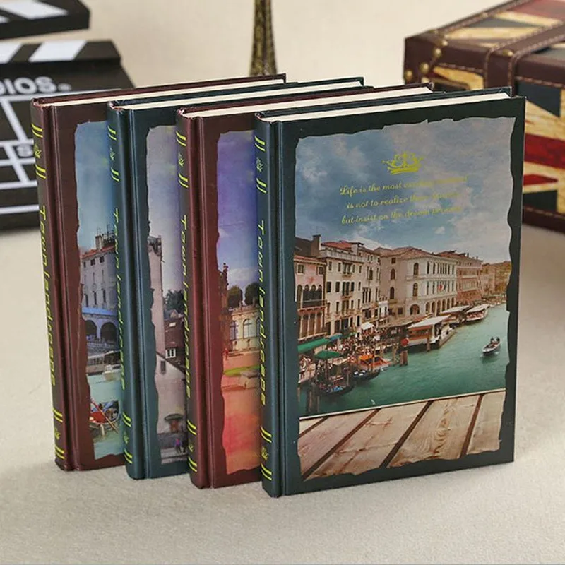 

Coloffice 1PC Vintage Town Scenery Notebook Gift Stationery Notepad Diary Memos Weekly Handcover Office School Supplies