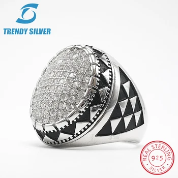 

silver 925 fine jewelry man rings men accessories turquoise gemstone natural onyx agate wholesale TRENDY SILVER