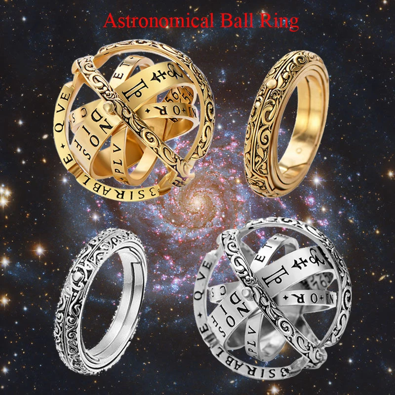 

Astronomical Sphere Ball Ring Creative Complex Rotating Couple Lover Cosmic Finger Rings For Women Men Universe Fashion Jewelry