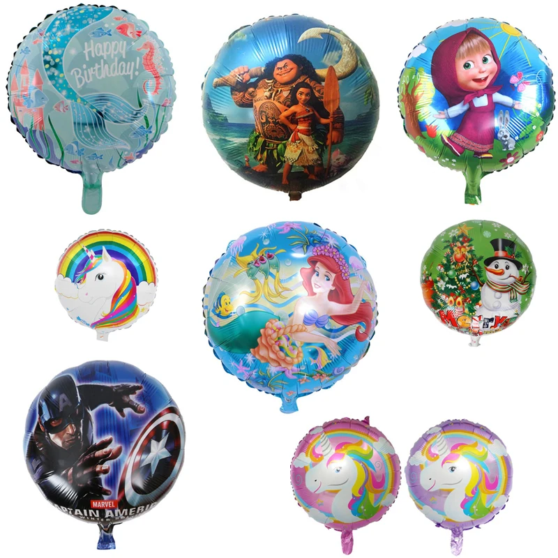 

1pcs Round balloon Mermaid Christmas tree Unicorn Captain America Wedding Christmas Child Happy birthday for baby shower