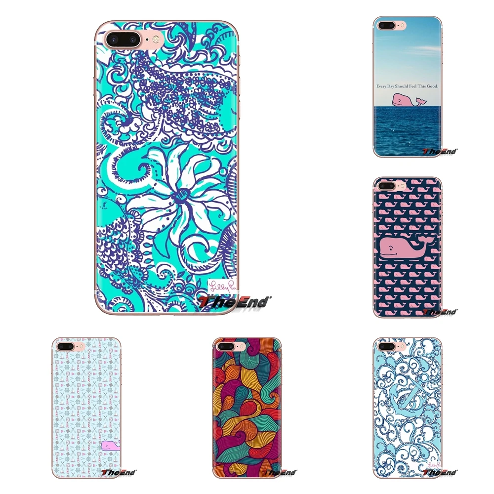 

For iPod Touch Apple iPhone 4 4S 5 5S SE 5C 6 6S 7 8 X XR XS Plus MAX Transparent Soft Shell Cover Blue Vineyard Vines Wallpaper