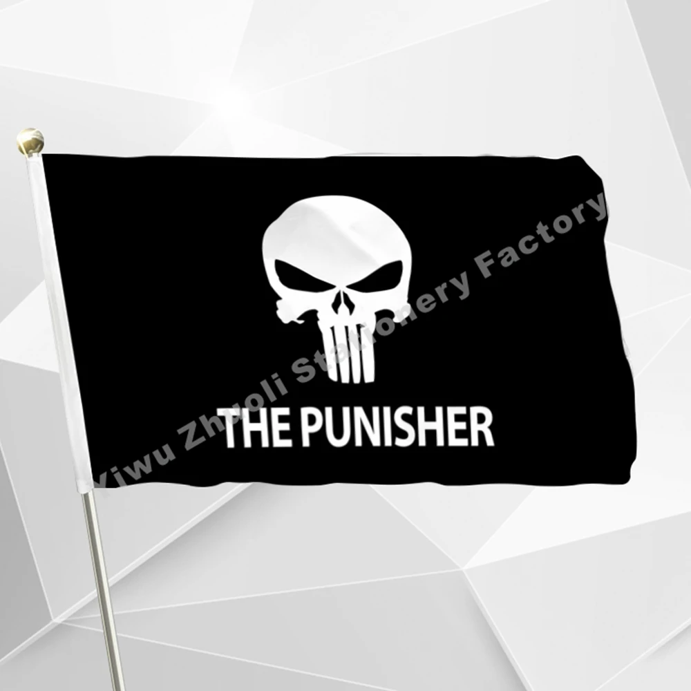 

Punisher Skull Flag Events Decorative Flag (5x3FT) 120g 100D Polyester Double Stitched High Quality Banner Free Shipping