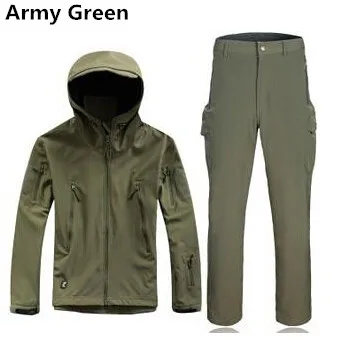 Sharkskin TAD тактическая куртка мужская камуфляжная охотничья одежда для спорта на открытом воздухе кемпинга походные Костюмы Военная Униформа куртка+ брюки - Цвет: Зеленый