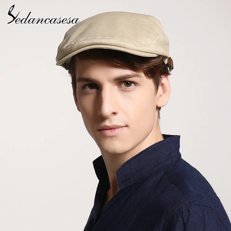 

Sedancasesa 2019 New Spring Berets Caps High Quality Men Cotton Linen Casual Peaked Cap Newsboy Hats Visors Casquette Mens Cap