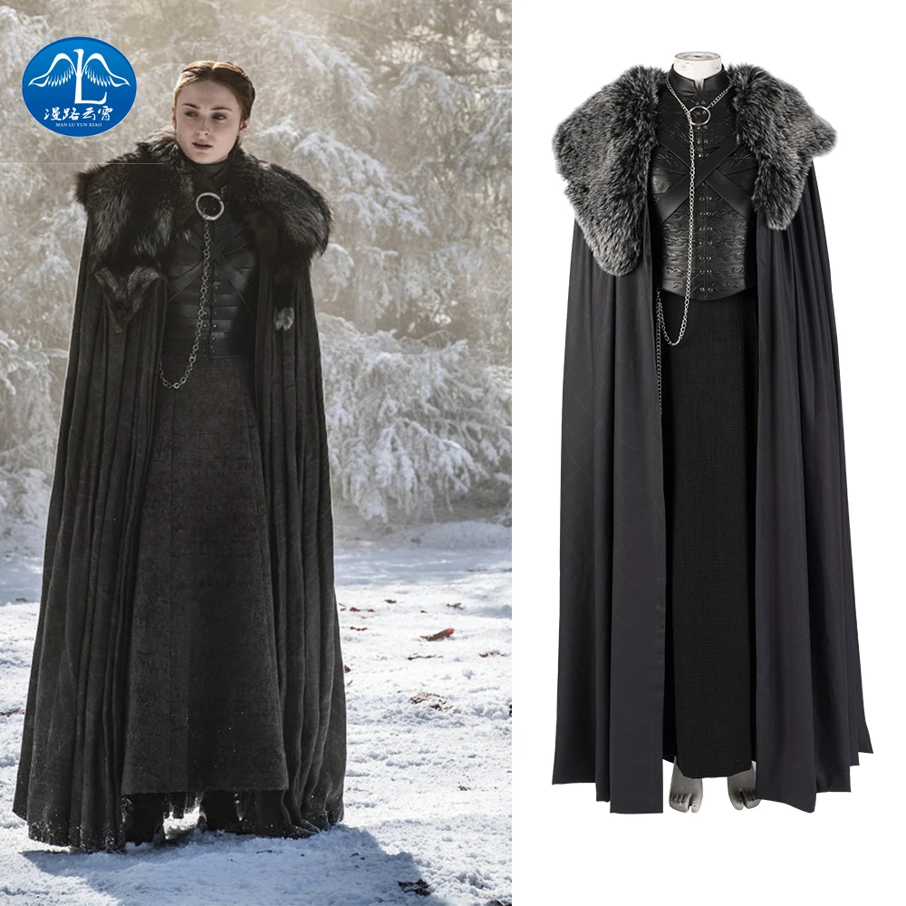 

Game of Thrones Cosplay Costume Sansa Stark Cosplay Dress Cloak Outfit Custom Made Halloween Accessories Girls