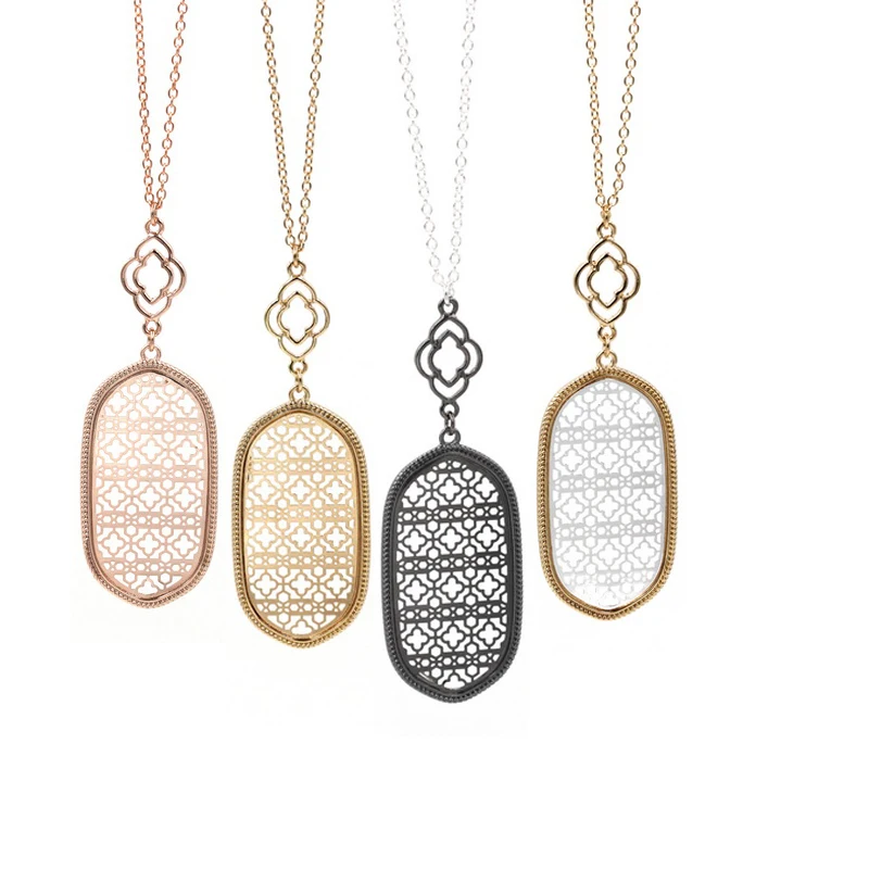 

Large Oval Filigree Alloy Luck Cross Vertical Bar Pendant Necklace Hollowed Necklace Women's Gift Fashion Jewelry Wholesale