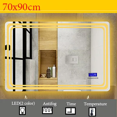 Умное зеркало для ванной, анти-туман, светодиодный светильник, настенное туалетное косметическое зеркало с Bluetooth - Цвет: M016B-700x900mm
