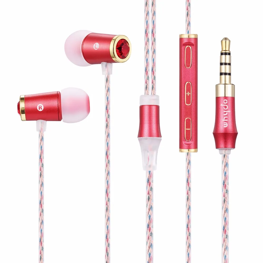 

100% Original W100 Ladies crystal earphone High impedance crystal Dome type CCAW-Voice coil In Ear HiFi Earphone with Mic