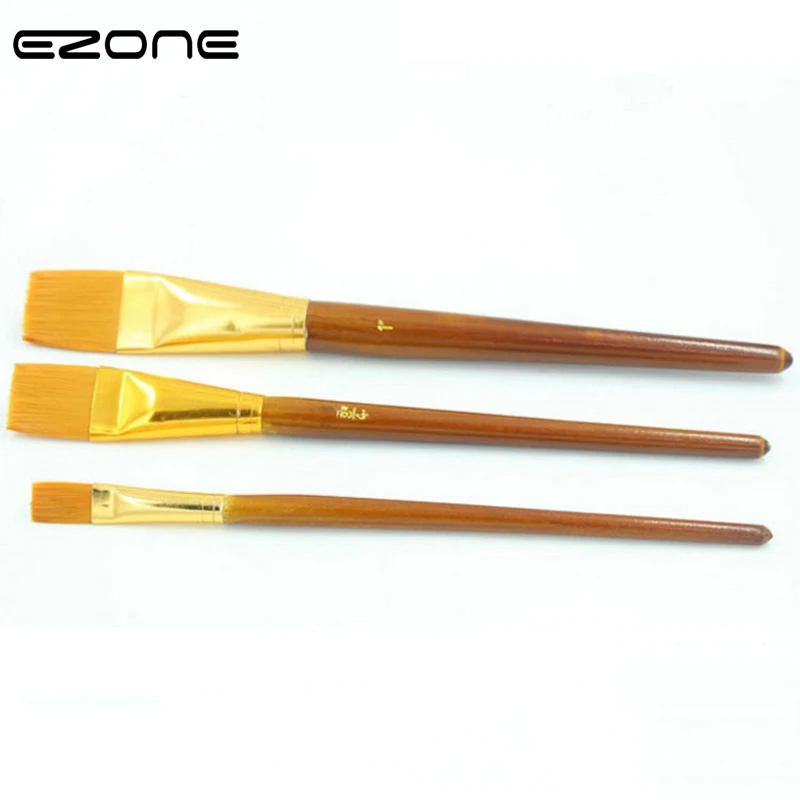 EZONE Brown Paint Brush Art Mark Pen Nylon Hair Wooden Art Painting Brush Watercolor Oil Painting Art Craft Tool Supplies Gift