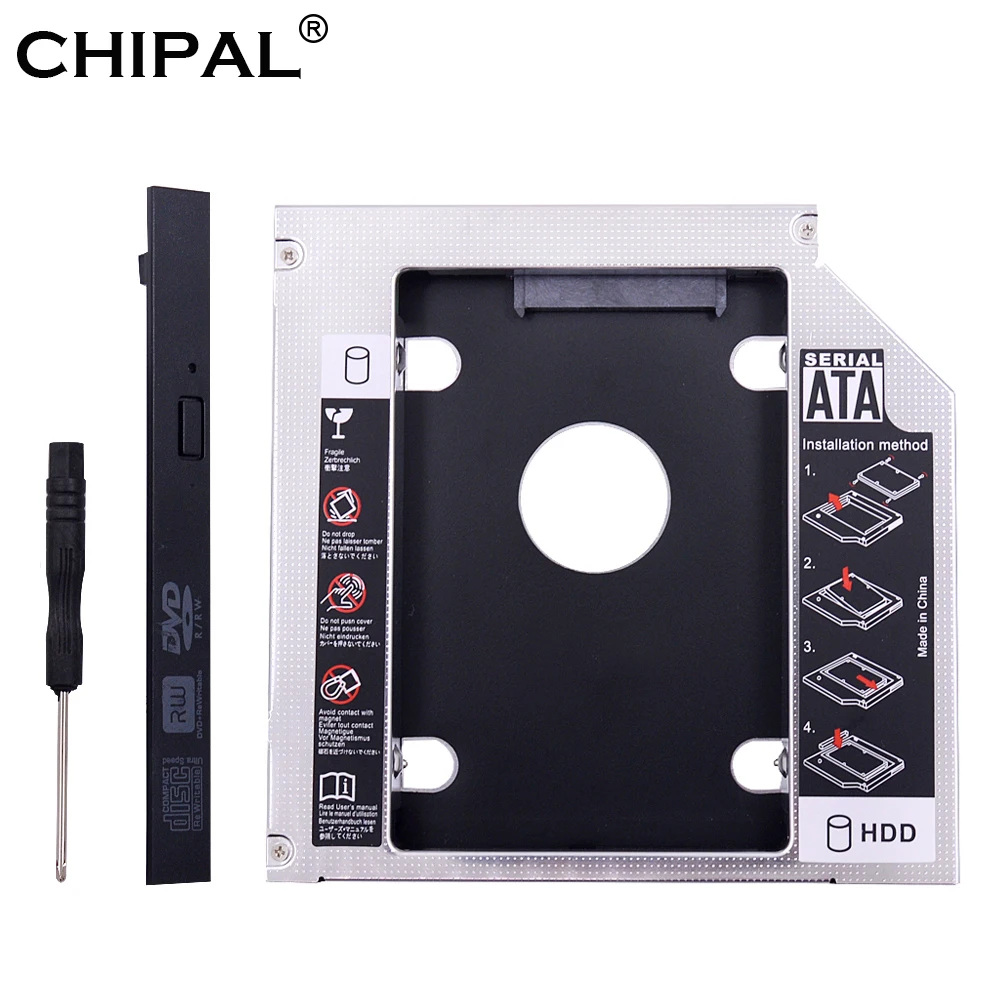 CHIPAL Алюминий 2nd HDD Caddy 12 7 мм IDE SATA для 2 5 &quotSSD корпус жесткого диска ноутбука CD ROM DVD