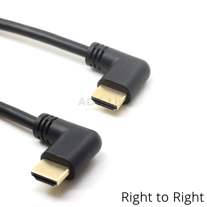 Левый и правый угловой HDMI 2,0 штекер HDMI правый левый локоть мужской удлинитель 15 см 50 см 1 м, HDMI 2,0 в Угловой кабель 4K* 2K@ 60 Гц
