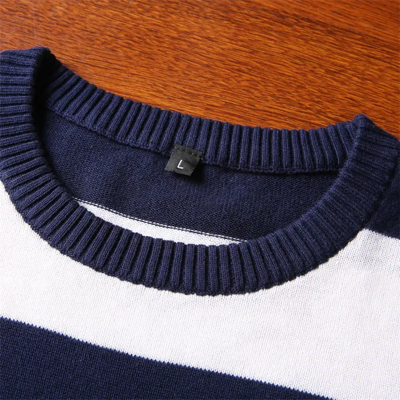 2018 New Men Sweater Pullovers Cotton knitted Sweater Jumpers Spring Autumn Winter Striped Knitwear Male Sweater Black Gray Navy-04