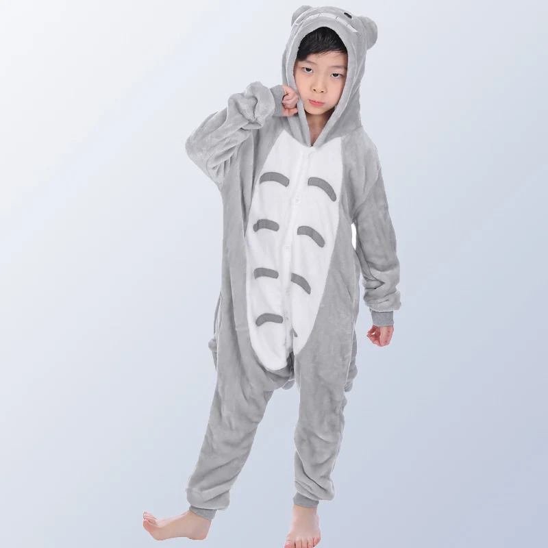 

Animal Totoro Pyjamas Autumn Winter Flannel Boys Girls Pajamas Hooded Sleepwear Pijamas cosplay Onesie for 4 6 8 10 12 Years Old