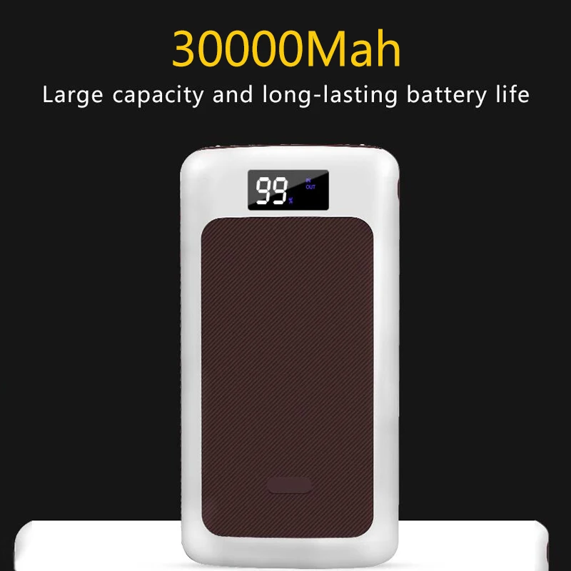 30000 мАч Внешний аккумулятор цифровой дисплей Зарядка сокровище ЖК-дисплей Мобильный мощный мобильный телефон универсальный для iphone X 8 Лидер продаж