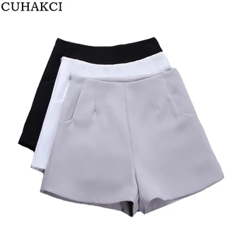 

CUHAKCI High Waist Wide Leg Shorts Summer Shorts Women Fashion Style Casual Shorts Black Gray White Vintage Pockets Solid Color
