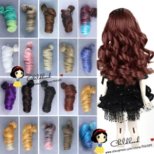 Бесплатная доставка оптовая продажа цвет выбрать наращивание волос 15 * 100 см естественный цвет вьющиеся парики для BJD куклы