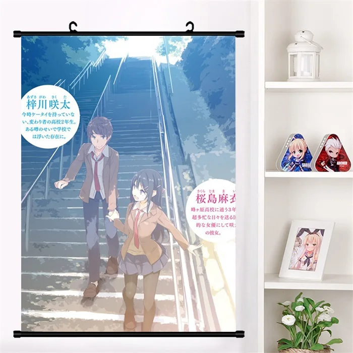 Японское аниме Seishun Buta Yarou серия Sakurajima Mai Косплей настенный свиток Фреска плакат настенный висячий плакат отаку домашний декор сбор - Цвет: F