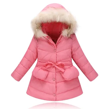 

New Winter 2017 Children Down Jacket Girls Cartoon Long Collars Coat Cultivate Girls Coat