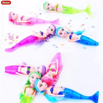 

Oenux Original Anna Elsa Princess Swimming Mermaid Doll Girls Toy Fashion 7.8Inches LED Princess Mermaid Doll Toy For Girls Gift