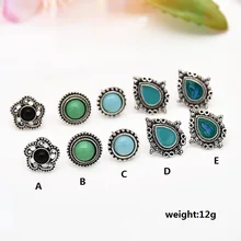 5 пар/уп. старинный зеленый камень Сережки сережки антикварные цветочные женские серьги богемные ювелирные изделия подарок