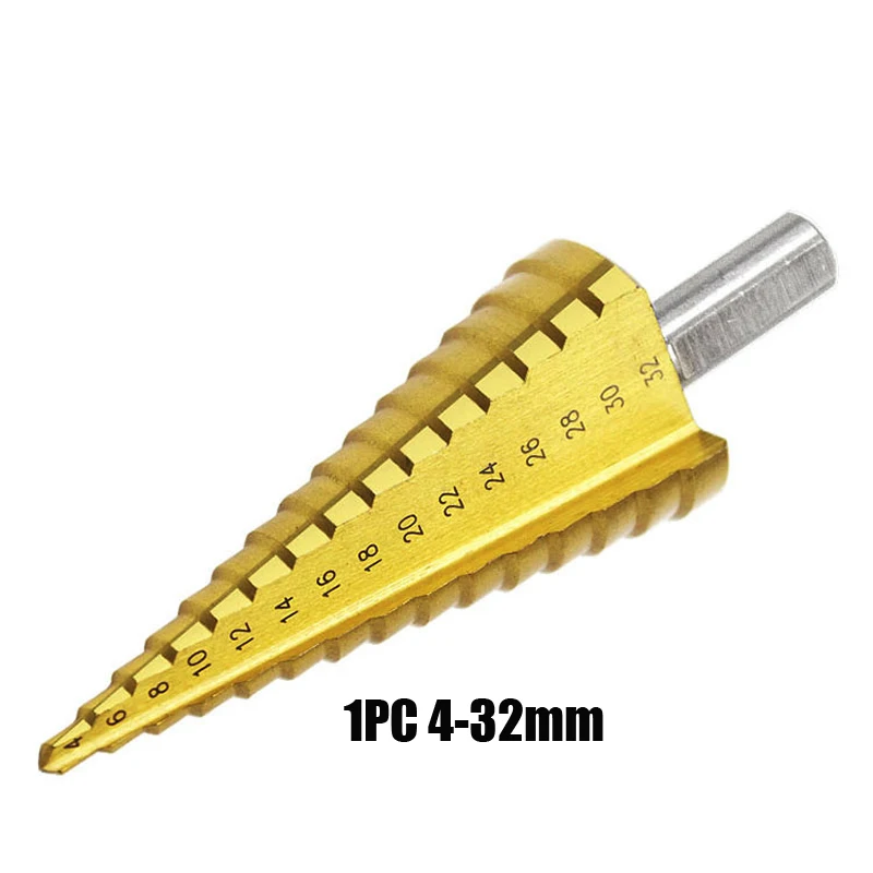 1 шт. 3-13 мм HSS титановое покрытие ступенчатое сверло электроинструменты твердосплавное сверло Мини сверло набор сверл 3-12 мм 4-12 мм 4-20 мм - Цвет: 4-32MM