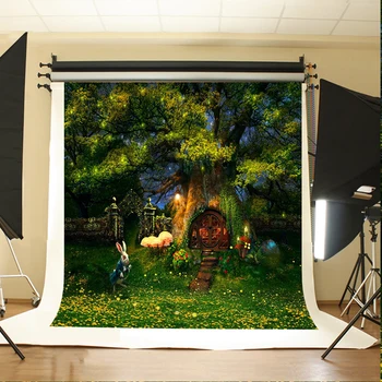 

5ftx7ft Green Forest Photography Backdrop Alice in Wonderland cartoon treehouse background for photography studio Custom size
