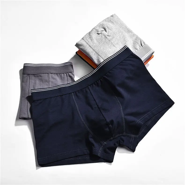 Brand MuLS 3Pcs Lot 6Color Combed Cotton Men Boxers Shorts Breathable Male Underwear Boy Bodysuit Men Under Pant Puls Size S-3XL09