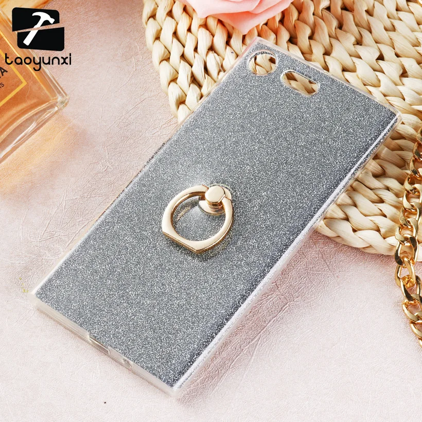 

TAOYUNXI Glitter Phone Cases For Sony Xperia XZ Premium G8141 G8142 Dual XZP 5.46 inch Soft TPU Ring Holder Covers