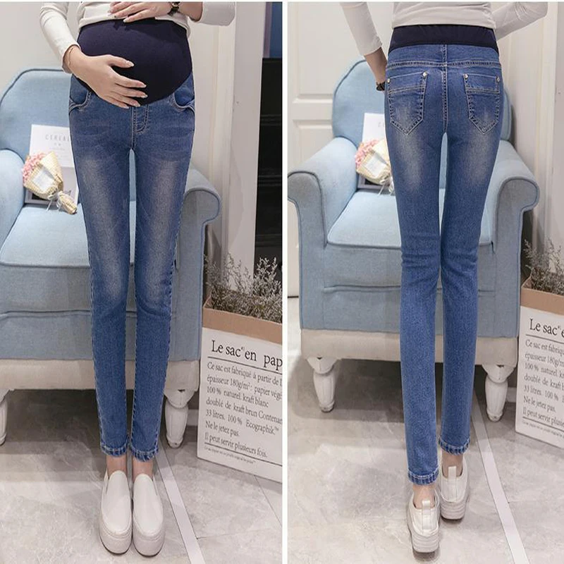 Maternity Jeans For Pregnant Women Pregnancy Winter Warm Denim Pants Maternity Clothes Pregnant Trousers Free shipping