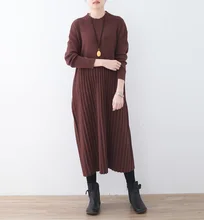 New One Piece Warm Wool Sweater Dress Casual Women 2017 Winter Dress Solid Pleated Knee Length Knitted Warm Female Dresses Cloth