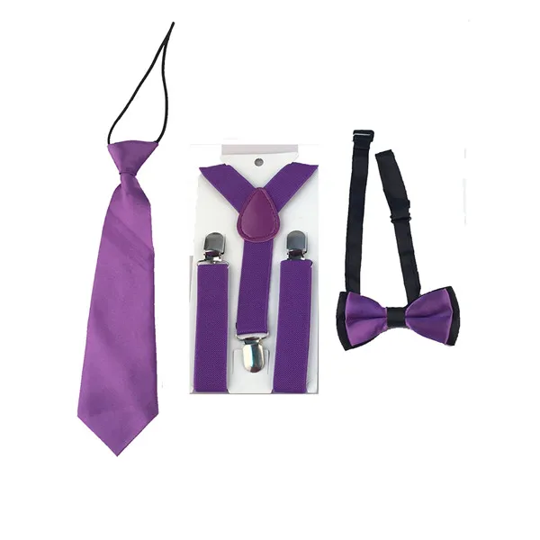 Модный милый галстук-бабочка на подтяжках, набор галстуков, регулируемые эластичные Y-Back подтяжки TR0009 - Цвет: Purple