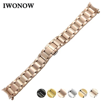 

Stainless Steel Watch Band 18mm 20mm 22mm for Orient Curved End Strap Butterfly Buckle Belt Wrist Bracelet Black Gold Silver