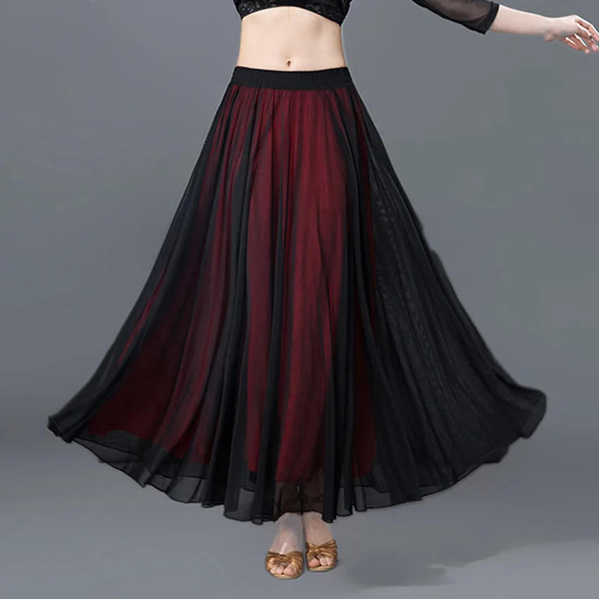 Бальные Танцевальные юбки длиной до пола элегантные современные танцевальные макси юбки женские фламенко латинские танго практика