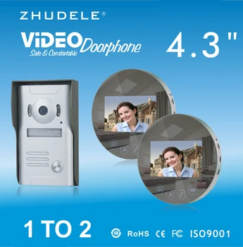 

ZHUDELE New Arrival Mirror Panel 4.3" Video Door Phone Intercom Doorbell 700TVL HD Camera Night Vision w/t Waterproof Cover 1V2