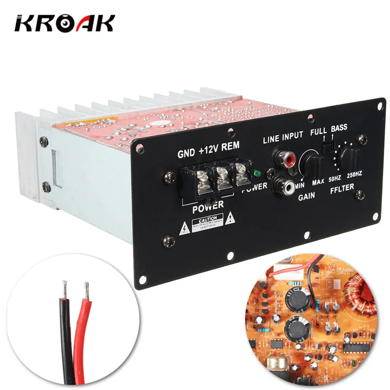 

KROAK 100W 12V Car Hi-Fi Bass Power Amplifier Powerful 6-12inch Subwoofers Digital AMP Mini Amplifier Board