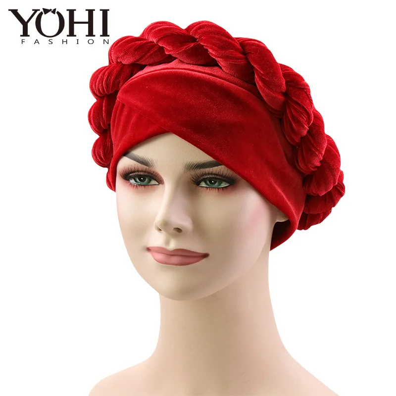Новая мода женщин вельветовый тюрбан Горячие StyleTurban шляпы для химиотерапии бандана головной платок для девушек аксессуары для волос