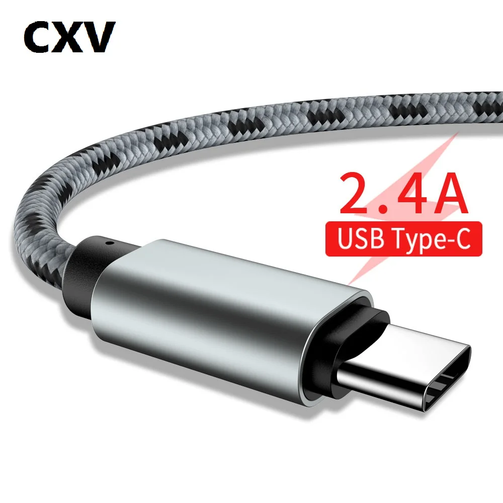 

CXV USB Type C Cable for Samsung S10 S9 S8 USBC Cable for Xiaomi mi9 Redmi Note 7 2.4A Fast Charge Mobile Phone Charging Wire