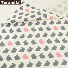Teramila ткань с принтом мультяшных милых кроликов стиль хлопок ткань пэчворк куклы-подушки стеганое текстильное украшение Tecido