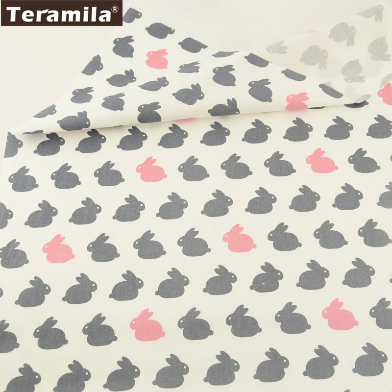 

Teramila Fabric Printed Cartoon Cute Rabbits Style 100% Cotton Tissue Patchwork Dolls Pillows Quilting Textile Decoration Tecido
