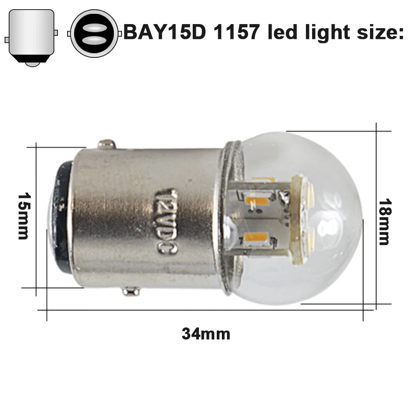 Светодиодные лампы указателя поворота 1157 BAY15D 6V 12V 24V 36V 48V Тормозная лампа 1,5 W без ошибок авто задний тормоз Стоп обратная лампа