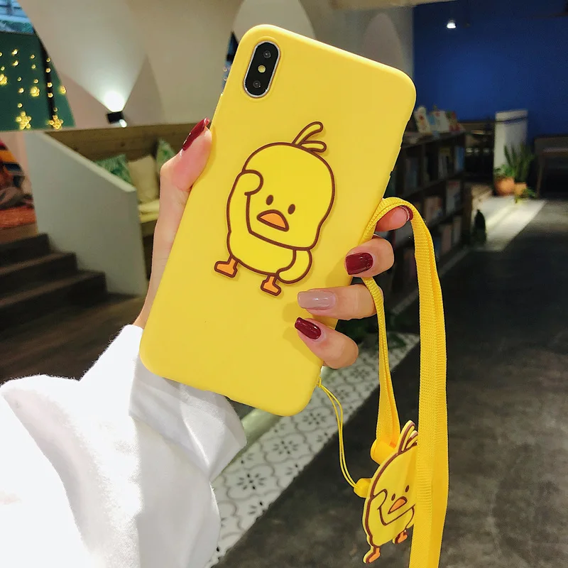 3D Забавный чехол с изображением утки для iPhone 5 телефона 6 6S 7 8 Plus X XS Max XR мягкий