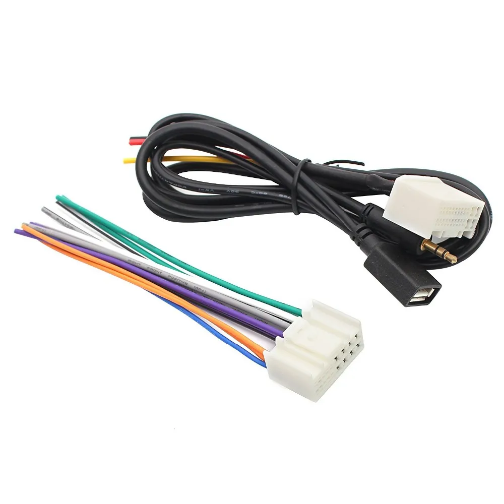 Car Stereo Aftermarket Radio Antenna Wire Harness USB 3.5mm connecter for 2011 2012 2013 Hyundai Kia