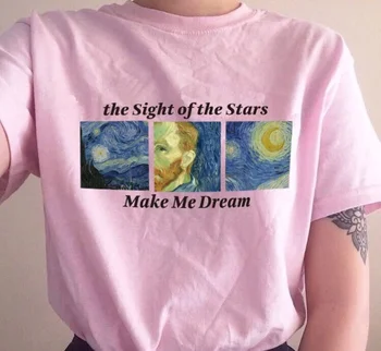 

Kuakuayu HJN VINCENT VAN GOGH Quote on T-Shirt the Sight of the Stars Make Me Dream Funny Quote Painter Artist Tee