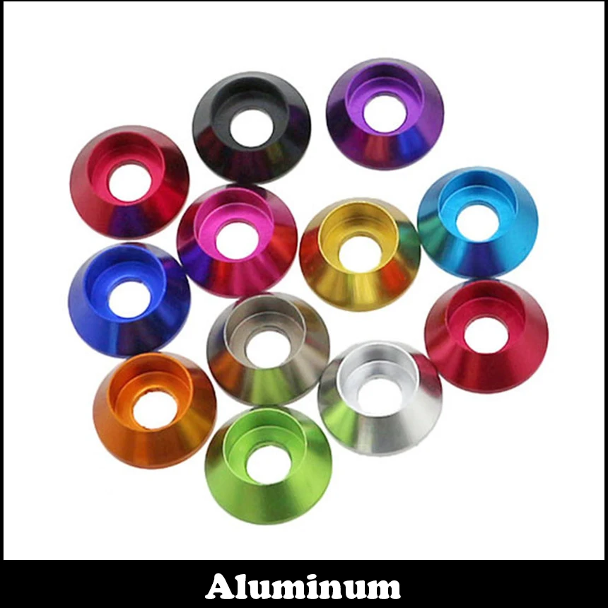 

5pcs M3 Charcoal Grey Cup Head Fasten Cone Countercunk Gasket Multicolor Aluminum Alloy Antioxygenation DIY Model Washer