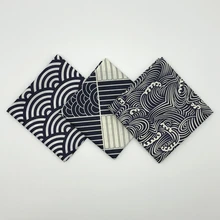Mouchoir en coton 100%/Furoshiki, grand mouchoir, Tradition japonaise, vagues classiques, grille imprimée 50cm/plusieurs utilisations