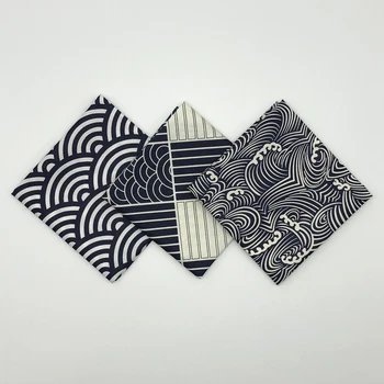 

Japanese style big handkerchief cotton 100% / Furoshiki Japan classic Tradition Waves Clouds Grid printed 50cm / Many Uses