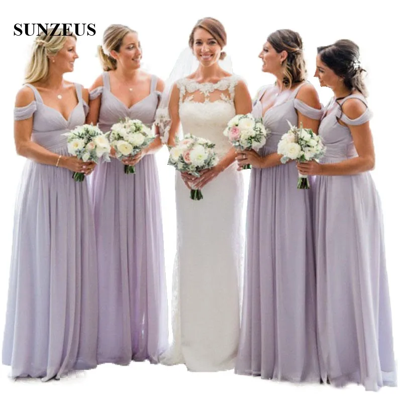 Empire Light Purple Bridesmaid Dresses For Weddings Simple Long Guest Party Gowns Chiffon Women robe de demoiselle d'honneur Empire Light Purple Bridesmaid Dresses For Weddings Simple Long Guest Party Gowns Chiffon Women robe de demoiselle d'honneur