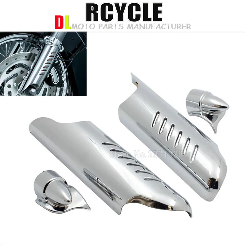 

Chrome Fork Lower Leg Deflectors Shield Cover For Harley Touring Bagger Road King Glide 2000-13