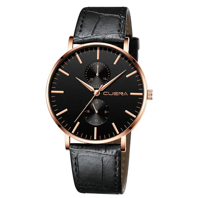 

CUENA Fashion Men Date Alloy Case Synthetic Leather Analog Quartz Sport Watch mens watches top brand luxury Masculino Reloj CC4