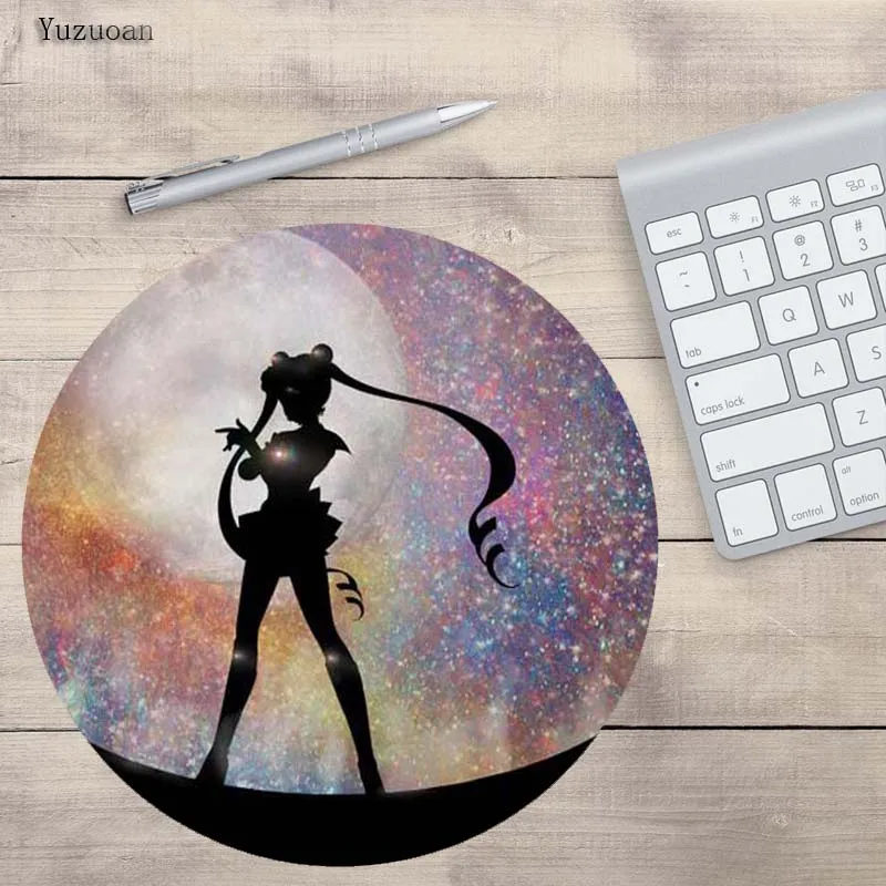 Yuzuoan Sailor Moon Аниме Заказная поддержка Нескользящий Резиновый круглый игровой коврик для мыши Настольный коврик для мыши 20*20 см и 22*22 см - Цвет: Lock Edge 20X20CM